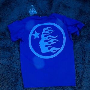 Kids Blue Graphic Tee with Star and Flame Design